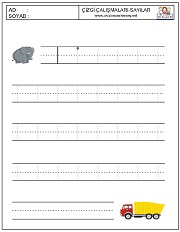 okul öncesi 7 sayısı çizgi çalışması